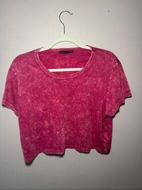 Urban Outfitters Pink Mineral Wash Cropped Tee